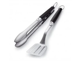 Conjunto de Pinça e Espátula para Churrasco em Aço Inox Weber