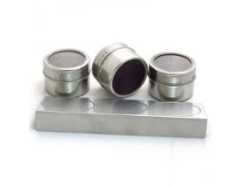 Porta Temperos E Condimentos Magnéticos Em Inox 03 Potes